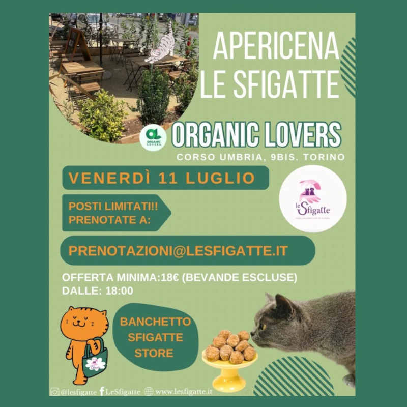 Apericena estiva venerdì 11 luglio presso Organic Lovers a Torino - Associazione Le Sfigatte