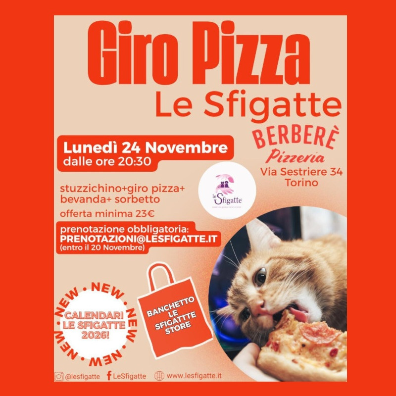 Non avete ancora prenotato? Il nostro Giro Pizza, servito al tavolo, vi aspetta lunedì 24 novembre! - Associazione Le Sfigatte